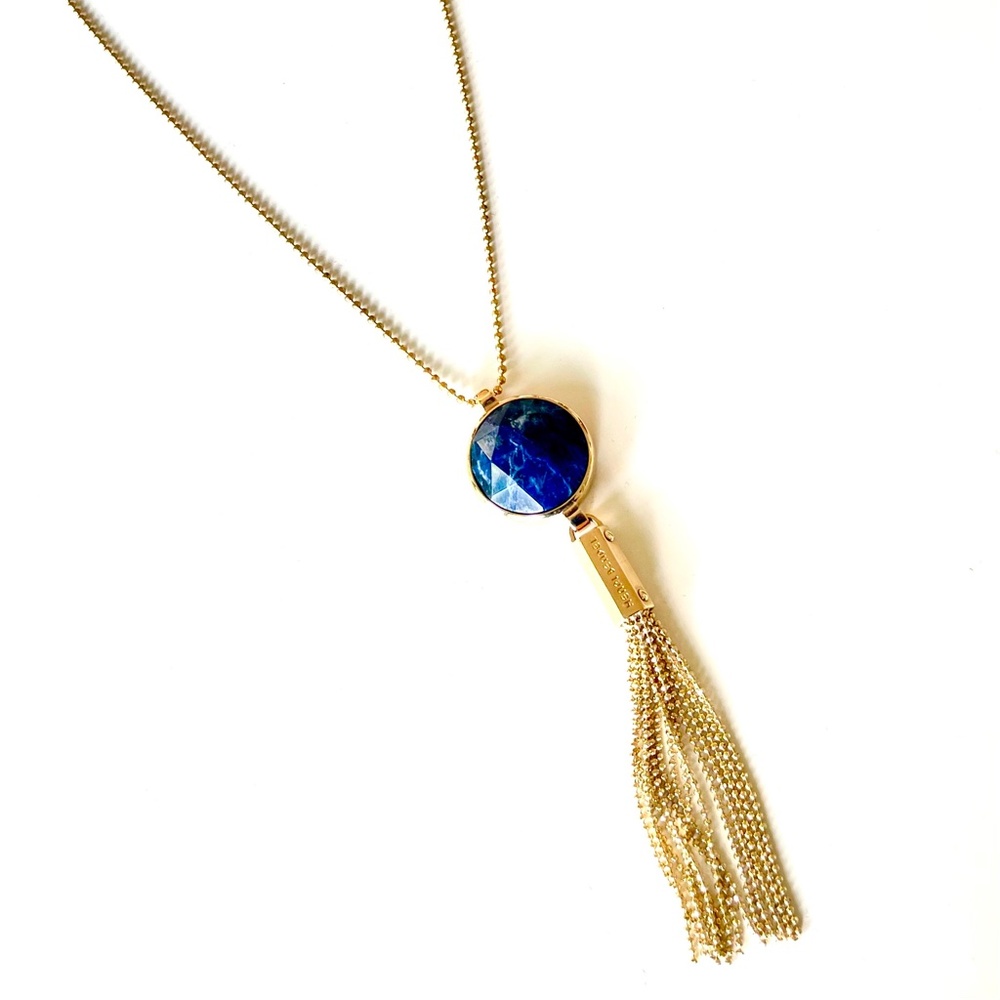 NWT Henri Bendel Tassel No.7 Blue Crystal Pendant